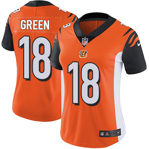Nike Bengals #18 A.J. Green Orange Alternate Women's Stitched NFL Vapor Untouchable Limited Jersey